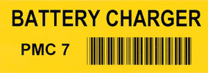 Label mit Barcode und Bezeichnung